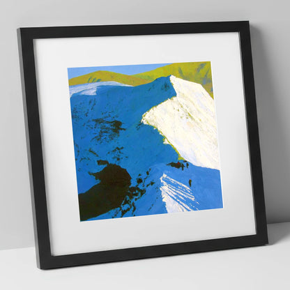 Striding Edge in Winter Snow lake district fell art print in black frame