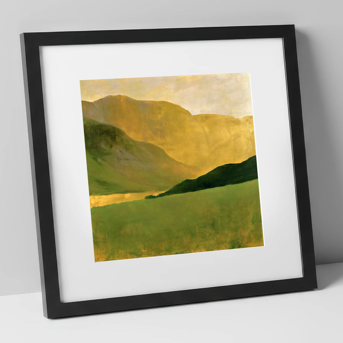 Golden Fells And Green Valley lake district valley art print in black frame