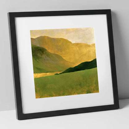 Golden Fells And Green Valley lake district valley art print in black frame