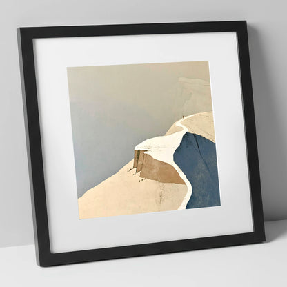 Lone Walker on a Snowy Summit Ridge lake district fell art print in black frame
