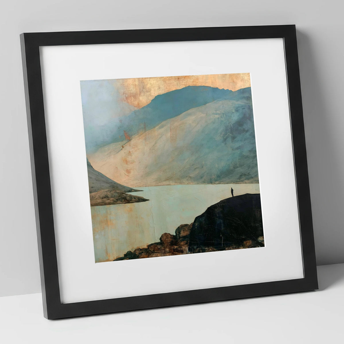Great Gable in Golden Light lake district fell art print in black frame