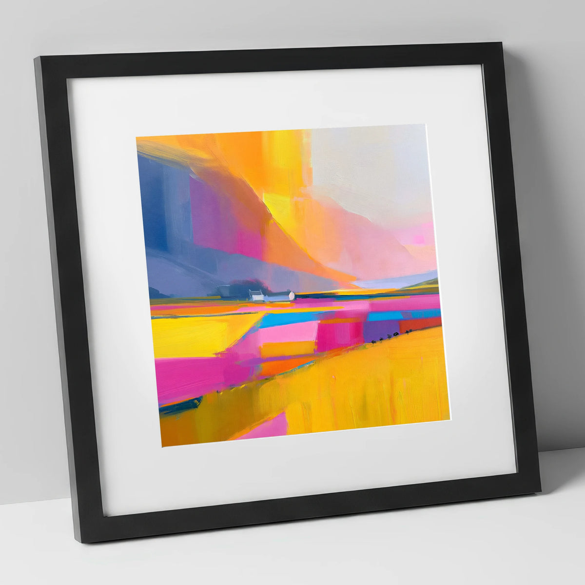 Fuchsia Fields in a Lakeland Dale lake district valley art print in black frame
