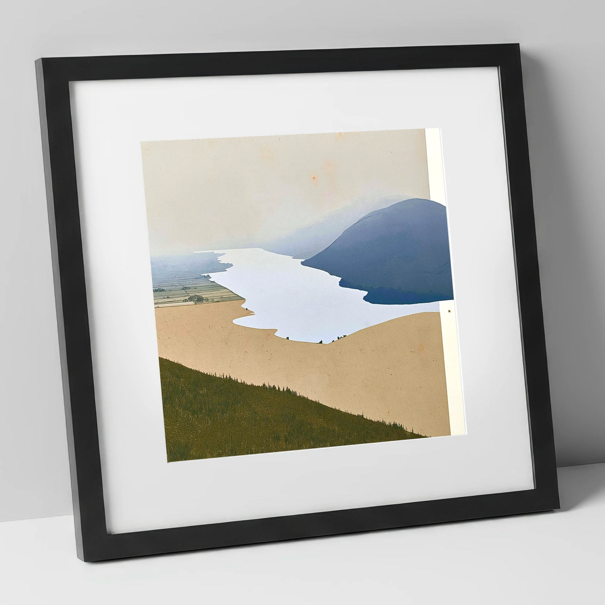 Bassenthwaite Lake and Slate Fells lake district lake art print in black frame