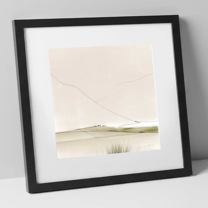 Minimalist Patchwork Fields in a Dale lake district valley art print in black frame