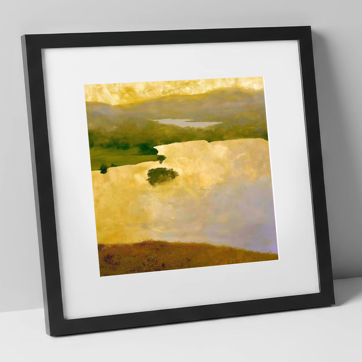 Grasmere Lake in Golden Light lake district lake art print in black frame