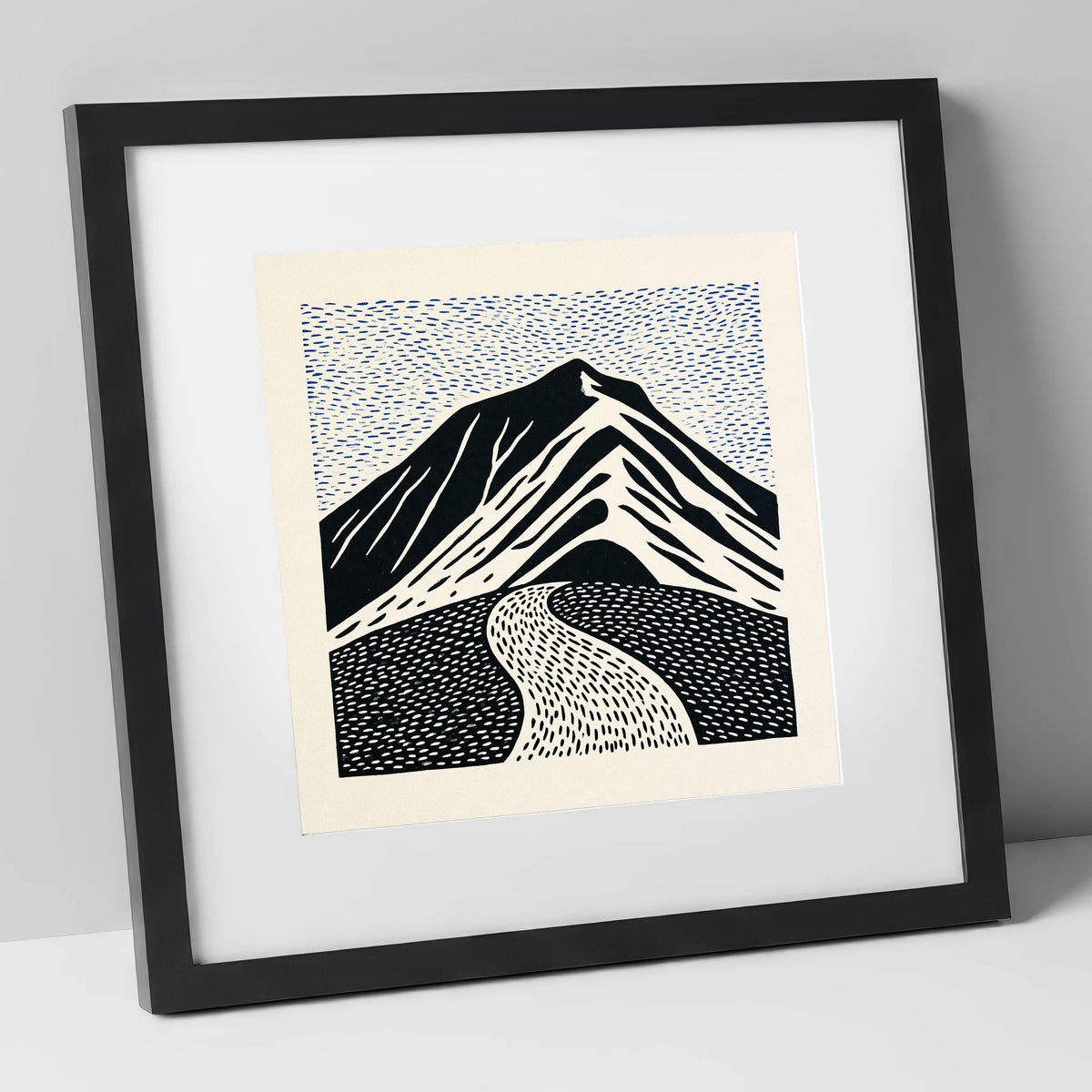 Blencathra Beneath a Rhythmic Sky lake district fell art print in black frame