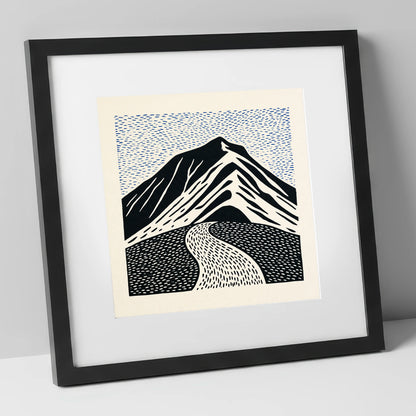 Blencathra Beneath a Rhythmic Sky lake district fell art print in black frame