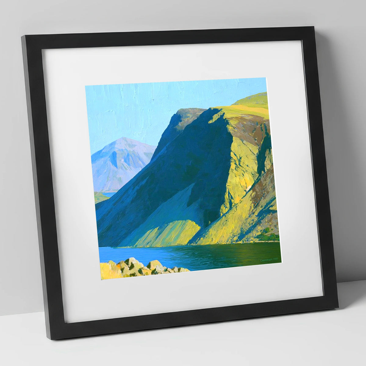 Vibrant Yewbarrow Ridge and Lake lake district fell art print in black frame