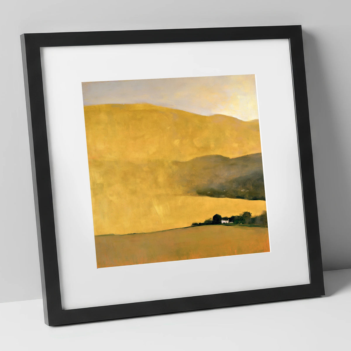 Radiant Golden Fells at Evening lake district sky art print in black frame