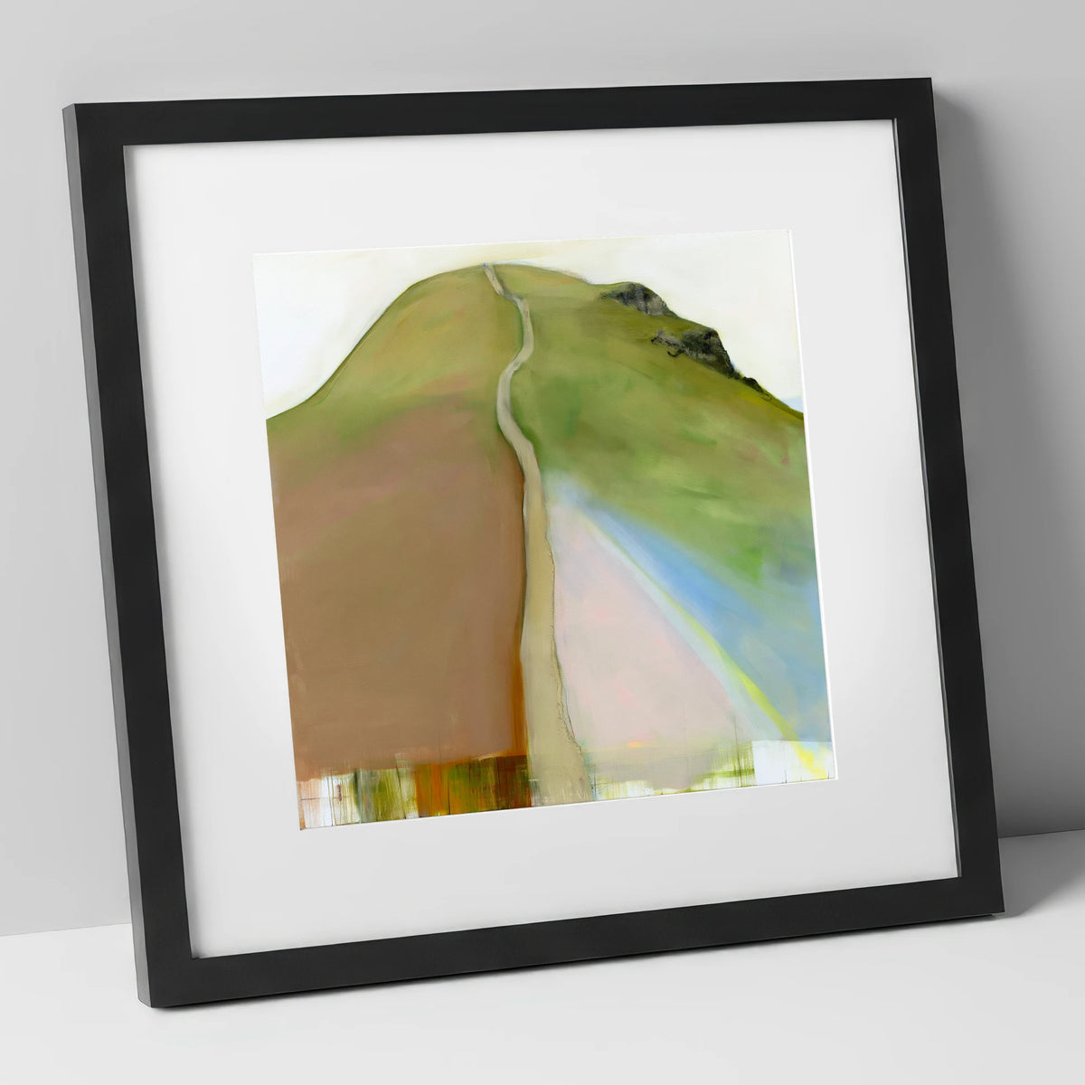 Contemporary Winding Path up Cat Bells lake district fell art print in black frame