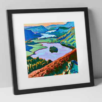 Grasmere Through Vibrant Bracken lake district lake art print in black frame