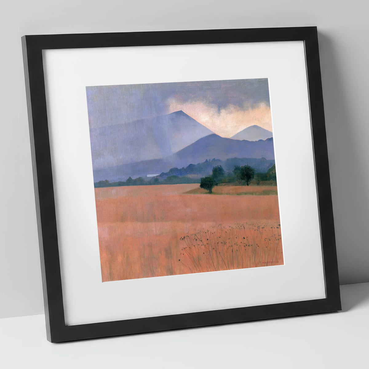 Distant Storm Over The Fells lake district sky art print in black frame