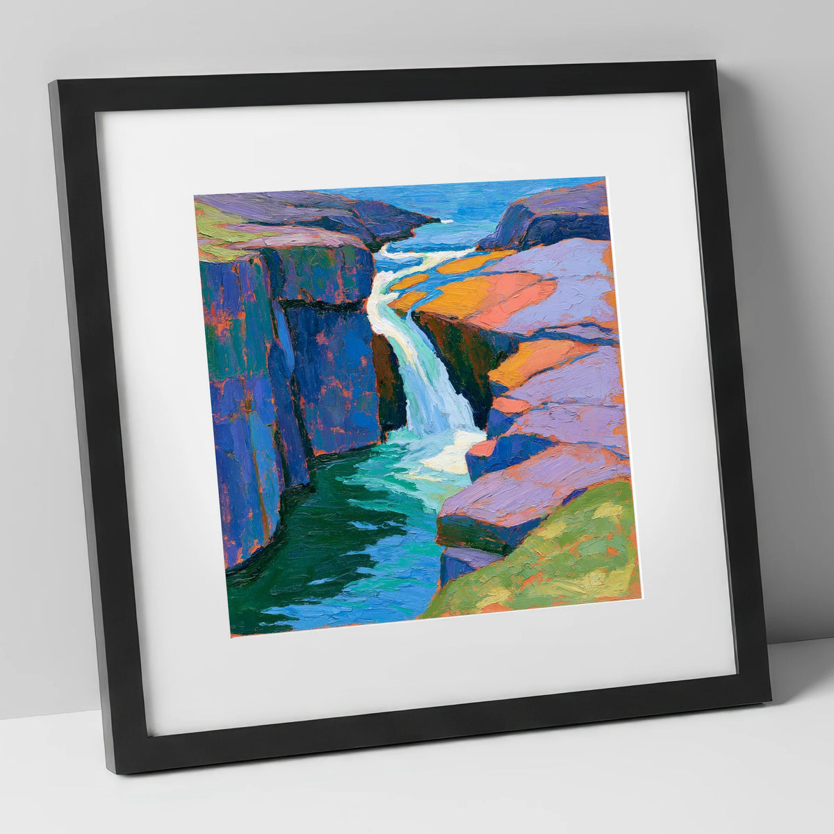 Vibrant Lake District Waterfall lake district waterfall art print in black frame