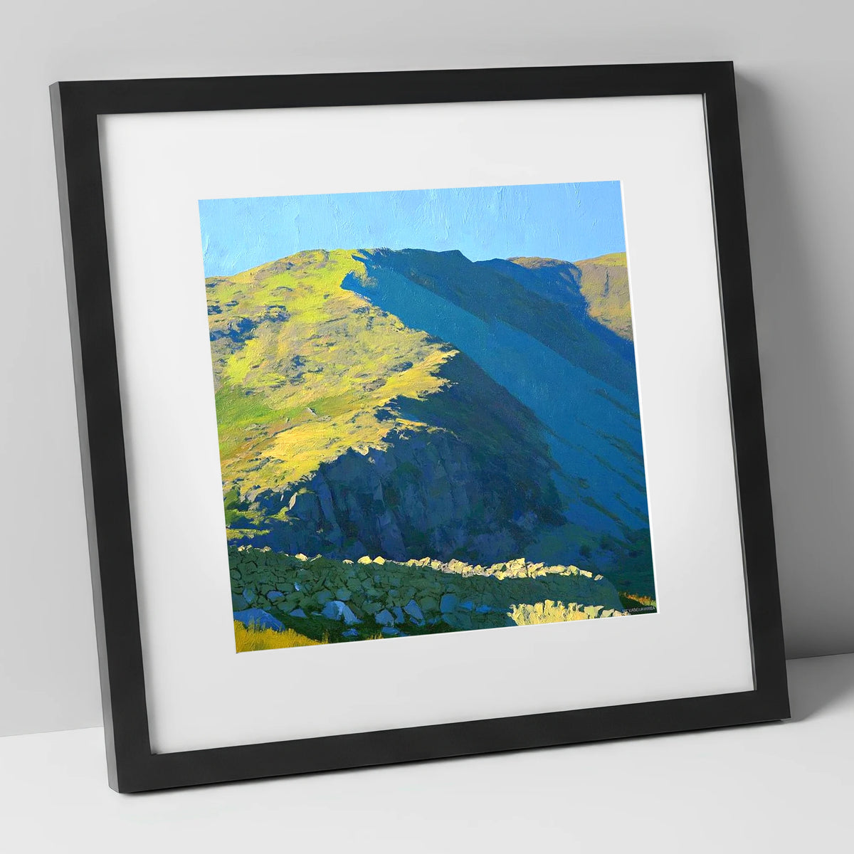 Mardale Ill Bell Sunlit Ridge lake district fell art print in black frame