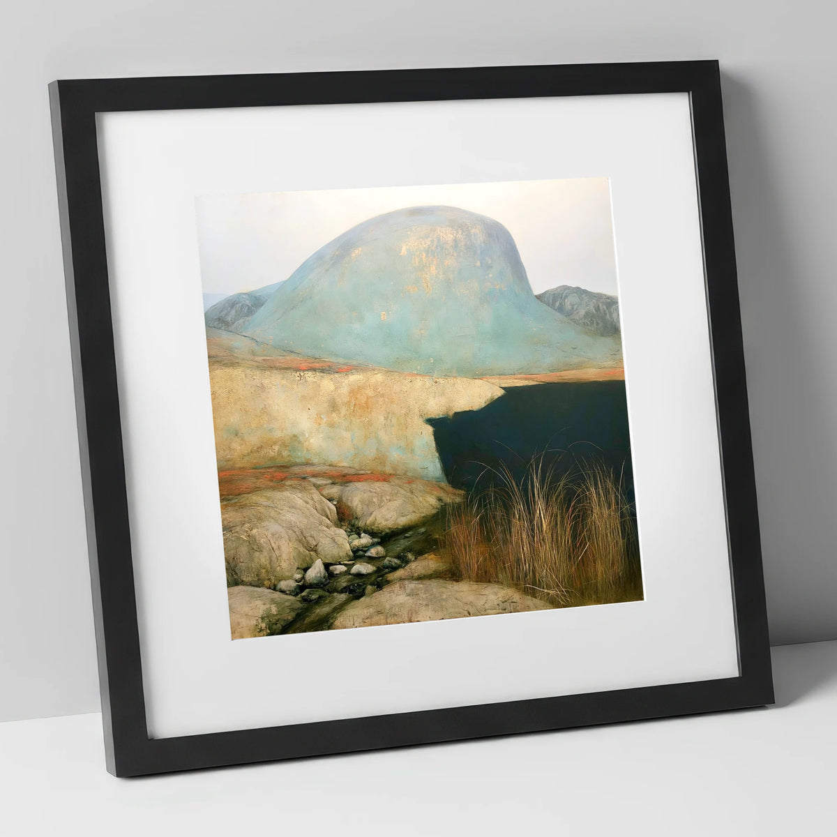 Dark Waters of Styhead Tarn lake district fell art print in black frame