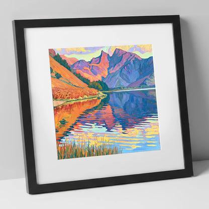 Vivid Fells of Loweswater lake district lake art print in black frame