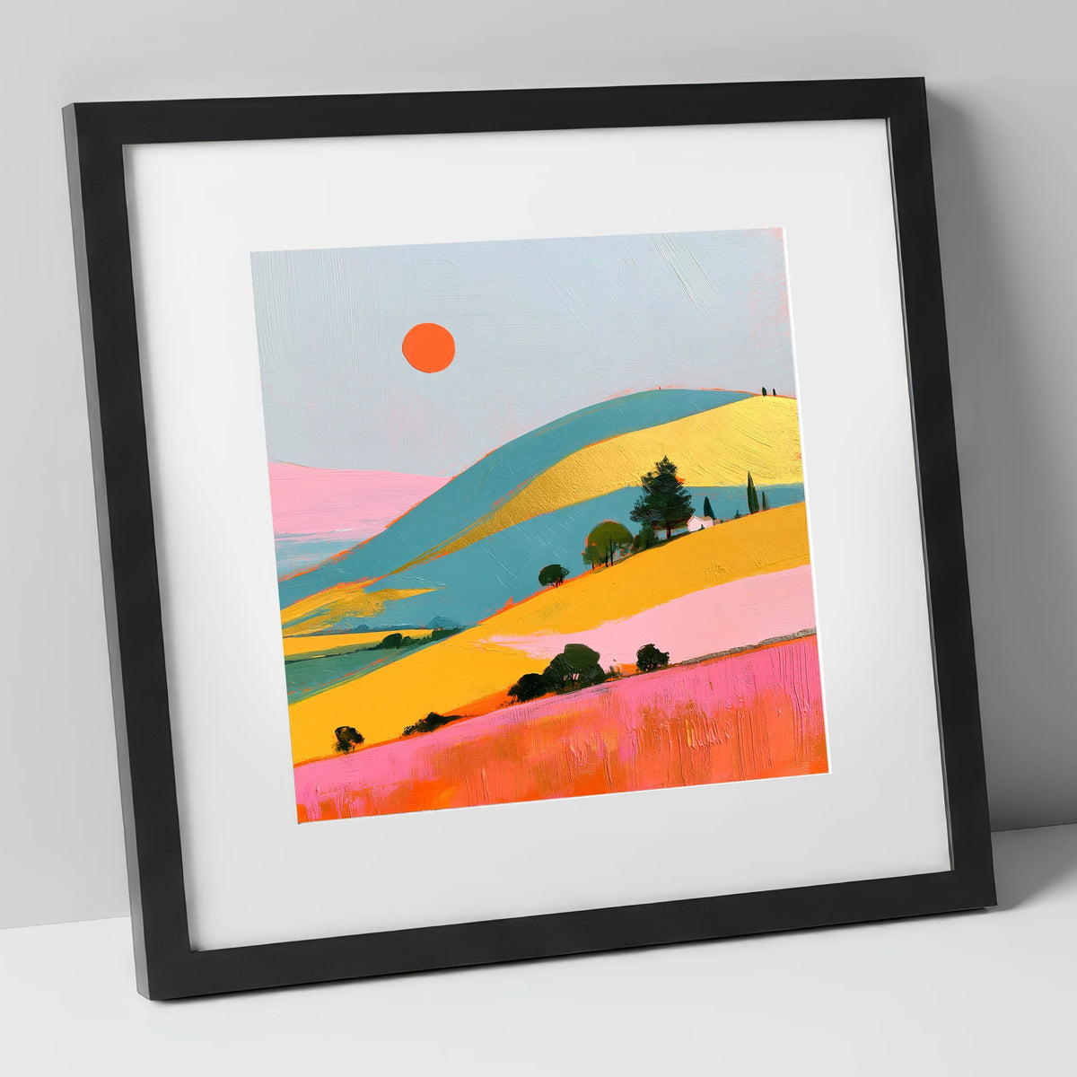 Golden Evening Over Vibrant Fells lake district sky art print in black frame