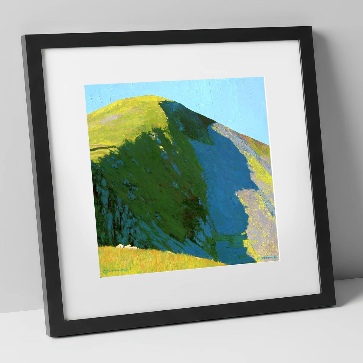 Vibrant Light on Sail Fell lake district fell art print in black frame