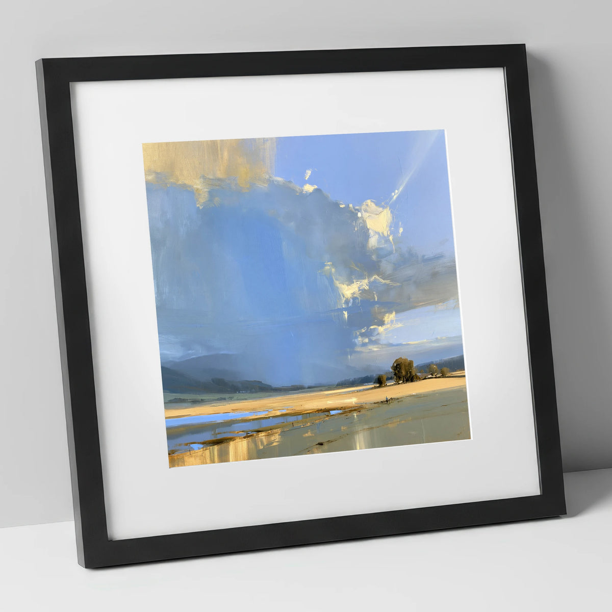 Luminous Storm Clouds Over Fells lake district sky art print in black frame