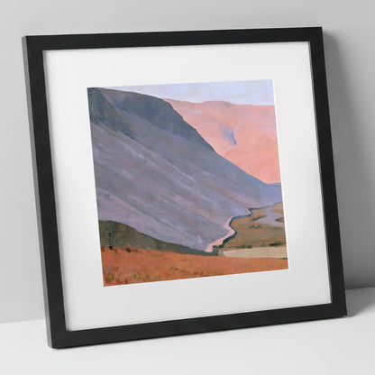Pastel Fells and Drystone Wall lake district valley art print in black frame