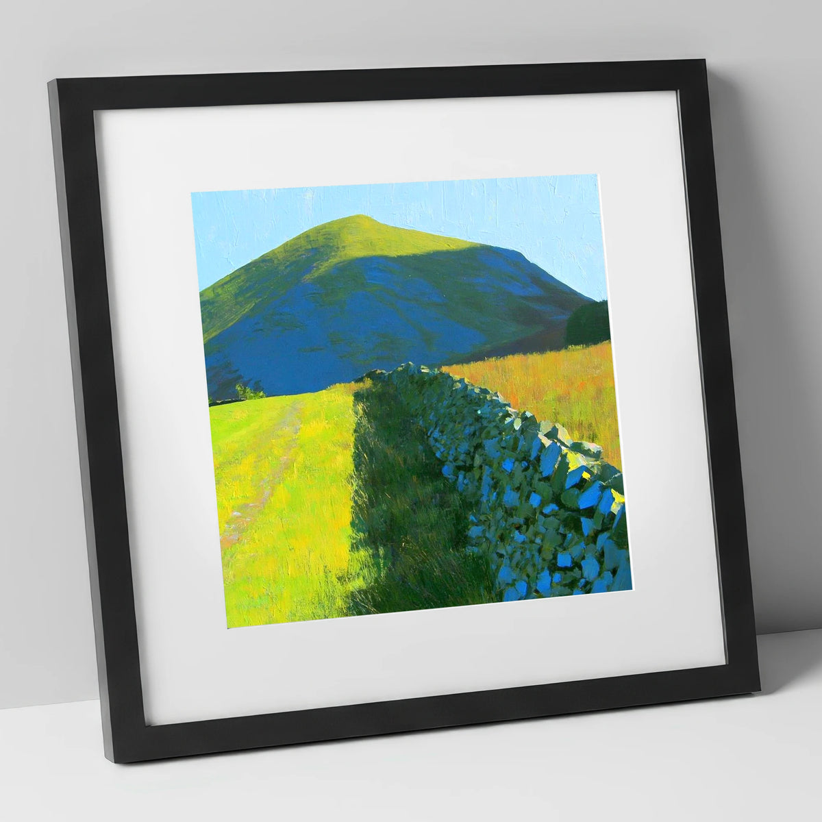 Vibrant Light on Hen Comb lake district fell art print in black frame