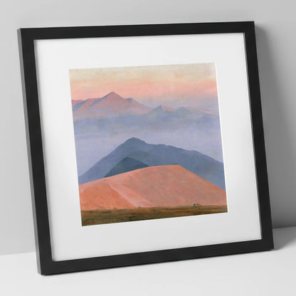 Fell Summit in Lavender Haze lake district fell art print in black frame