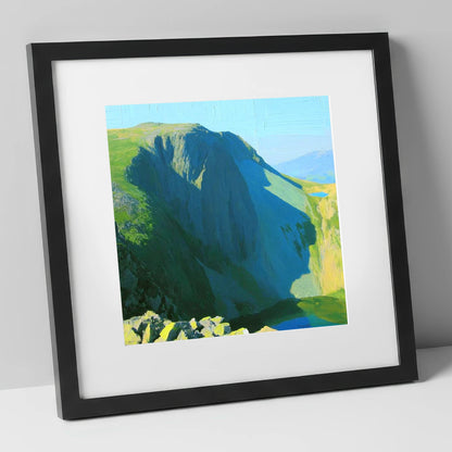 Sunlit Dale Head Crags lake district fell art print in black frame