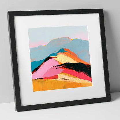 Vivid View From the Summit lake district fell art print in black frame