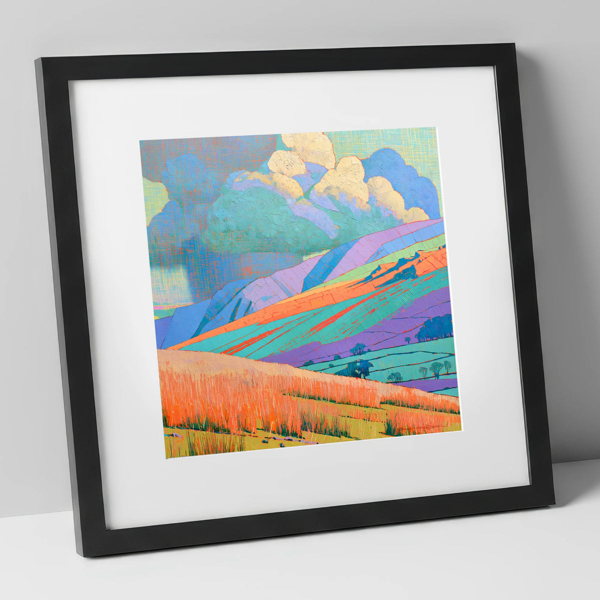 Storm Clouds Over Vivid Fells lake district sky art print in black frame
