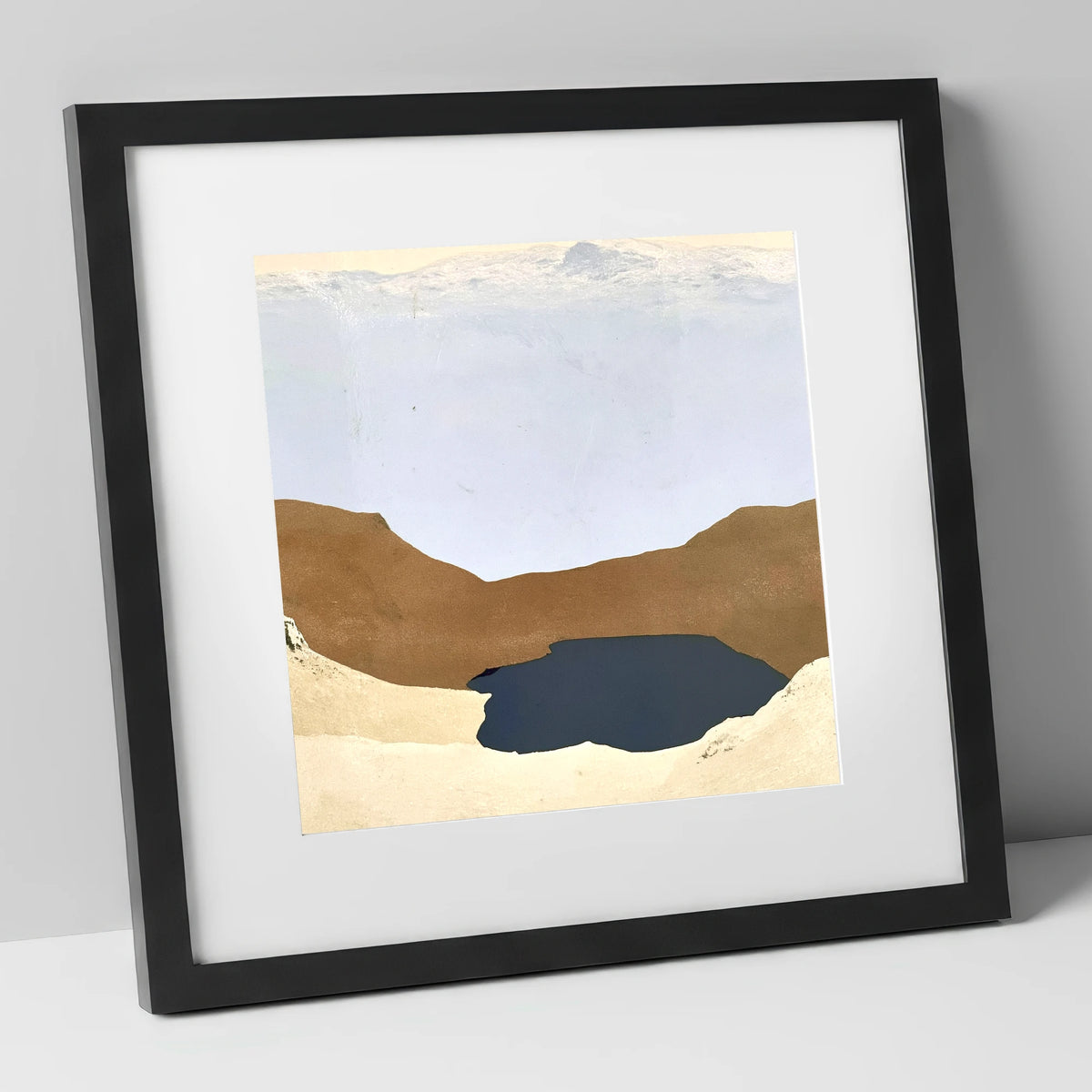 Easedale Tarn in Earth Tones lake district lake art print in black frame