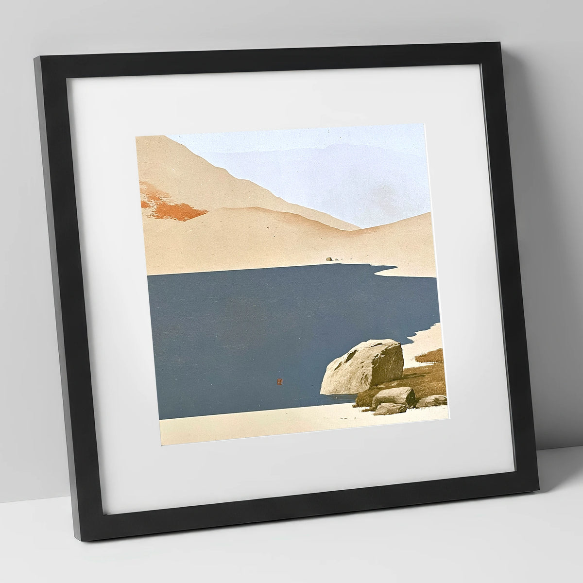 Slate Waters of Easedale Tarn lake district lake art print in black frame