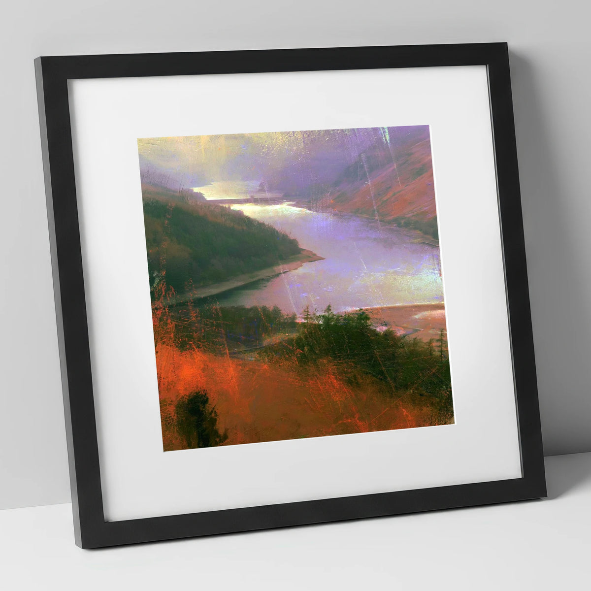 Thirlmere Reservoir Under Violet Skies lake district lake art print in black frame