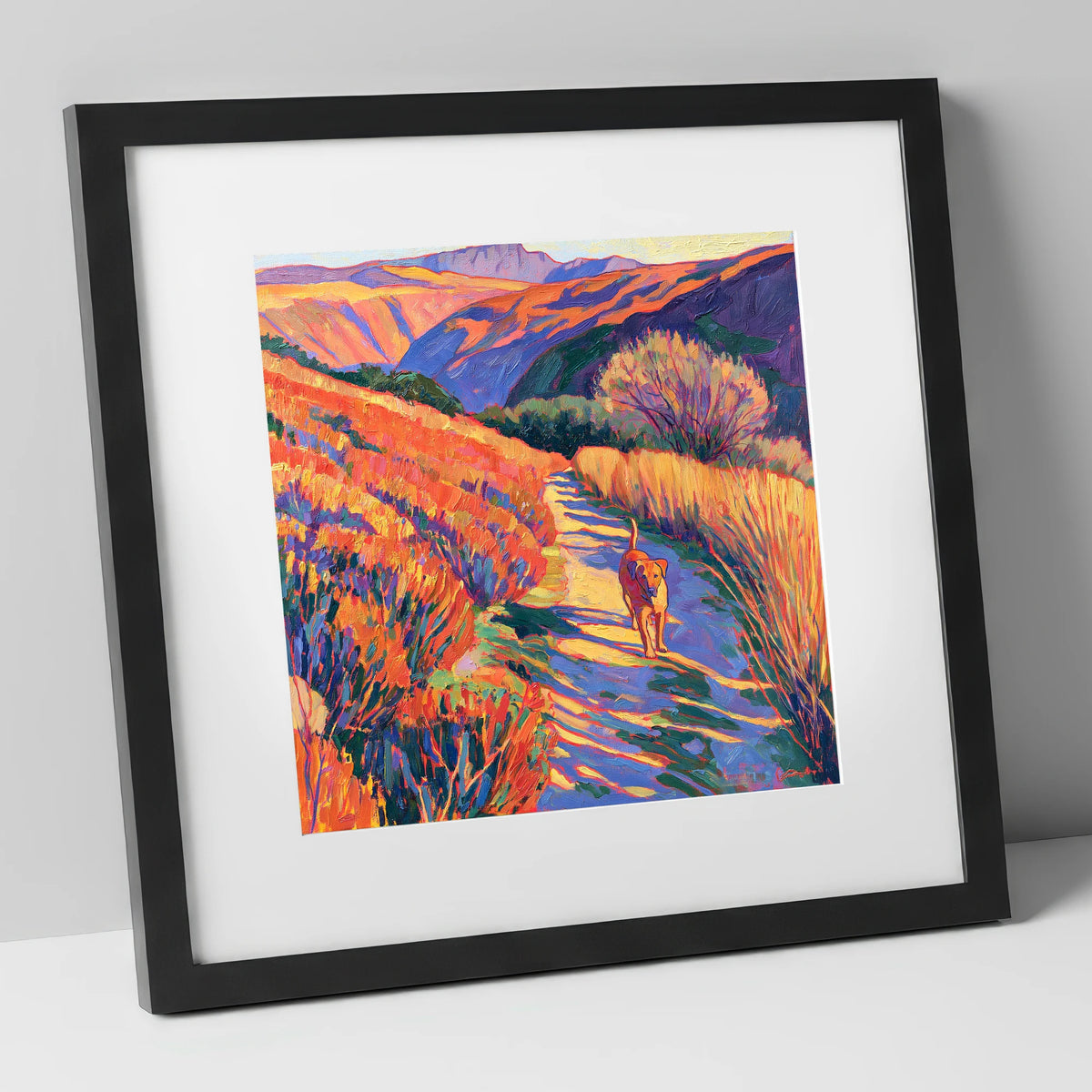 Sunlit Dog Path Near Patterdale gifts for dog walkers art print in black frame
