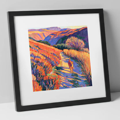 Sunlit Dog Path Near Patterdale gifts for dog walkers art print in black frame