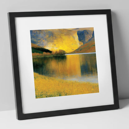 Luminous Fells by the Lake lake district lake art print in black frame