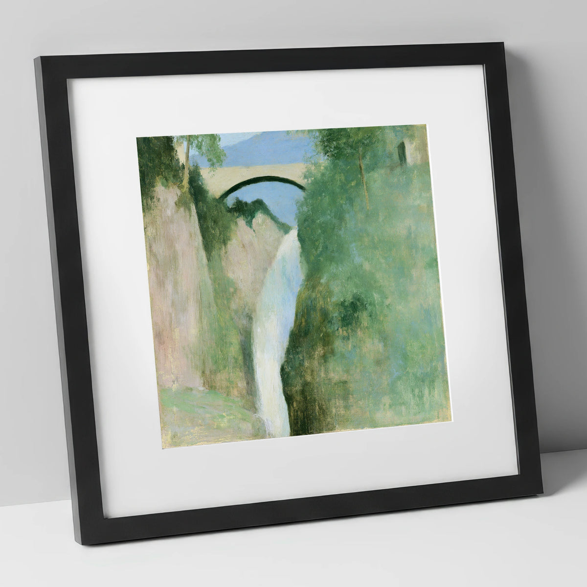 Stone Bridge Over Aira Force lake district waterfall art print in black frame
