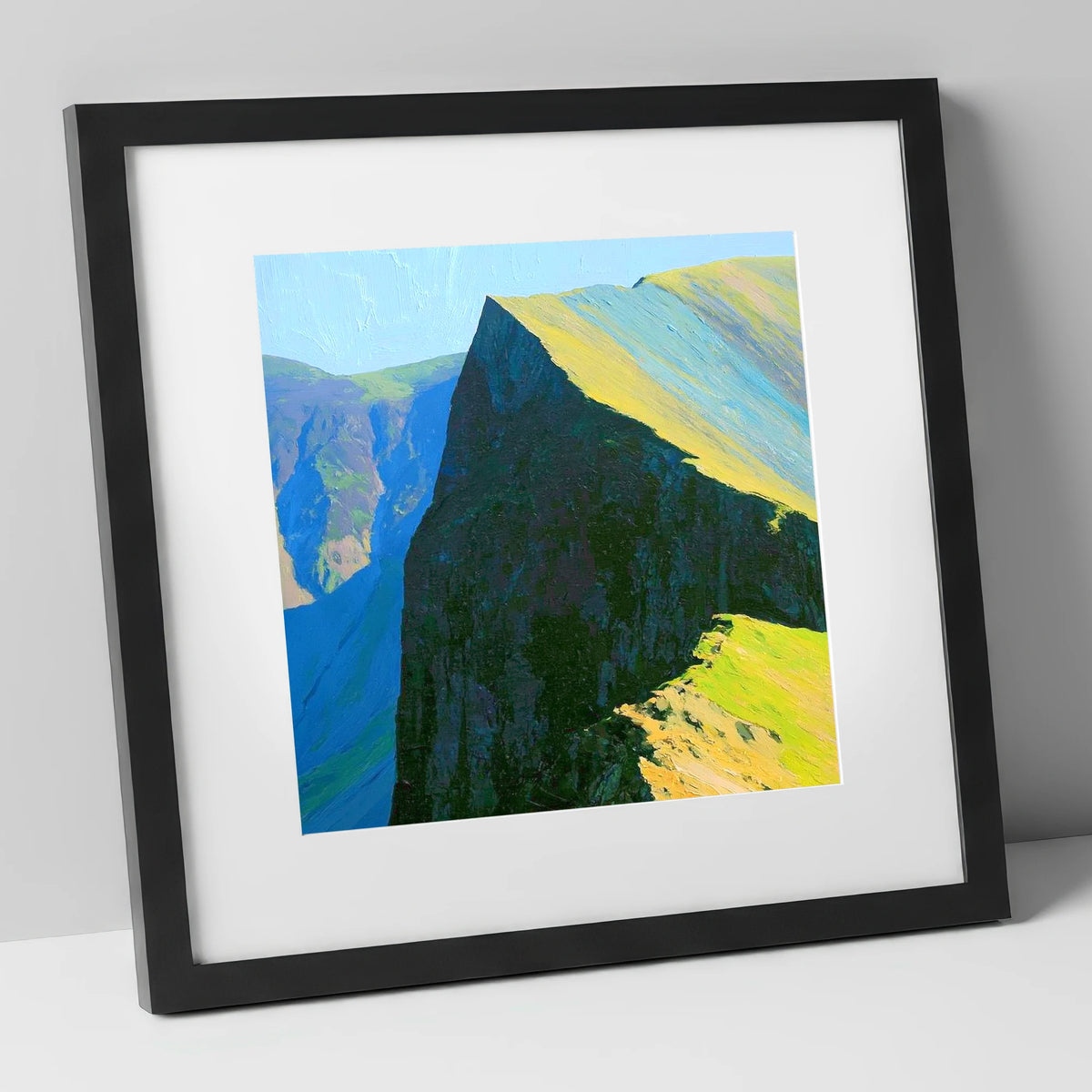Sunlit Ridge at Hopegill Head lake district fell art print in black frame