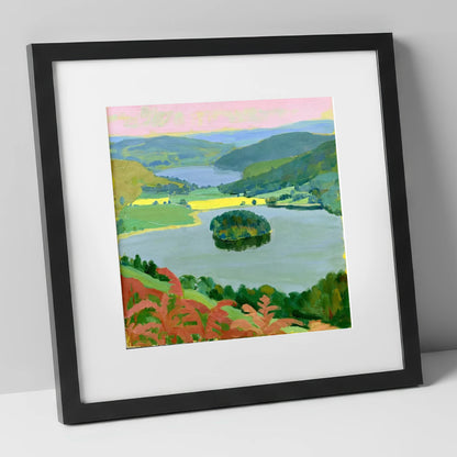 Grasmere Through Red Bracken lake district lake art print in black frame