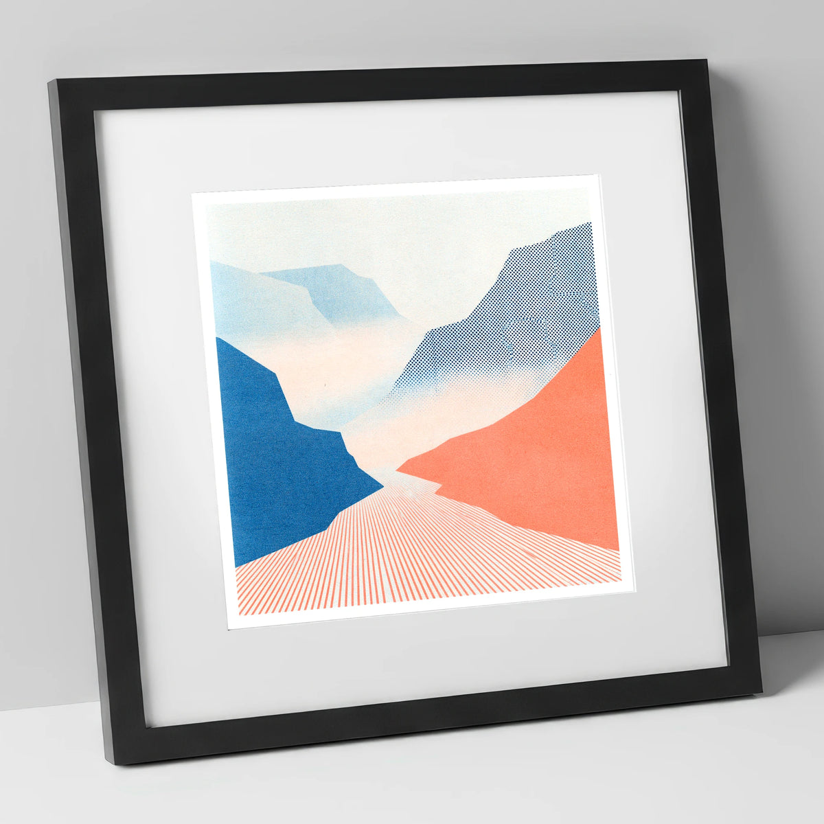 Honister Pass in Bold Coral lake district valley art print in black frame