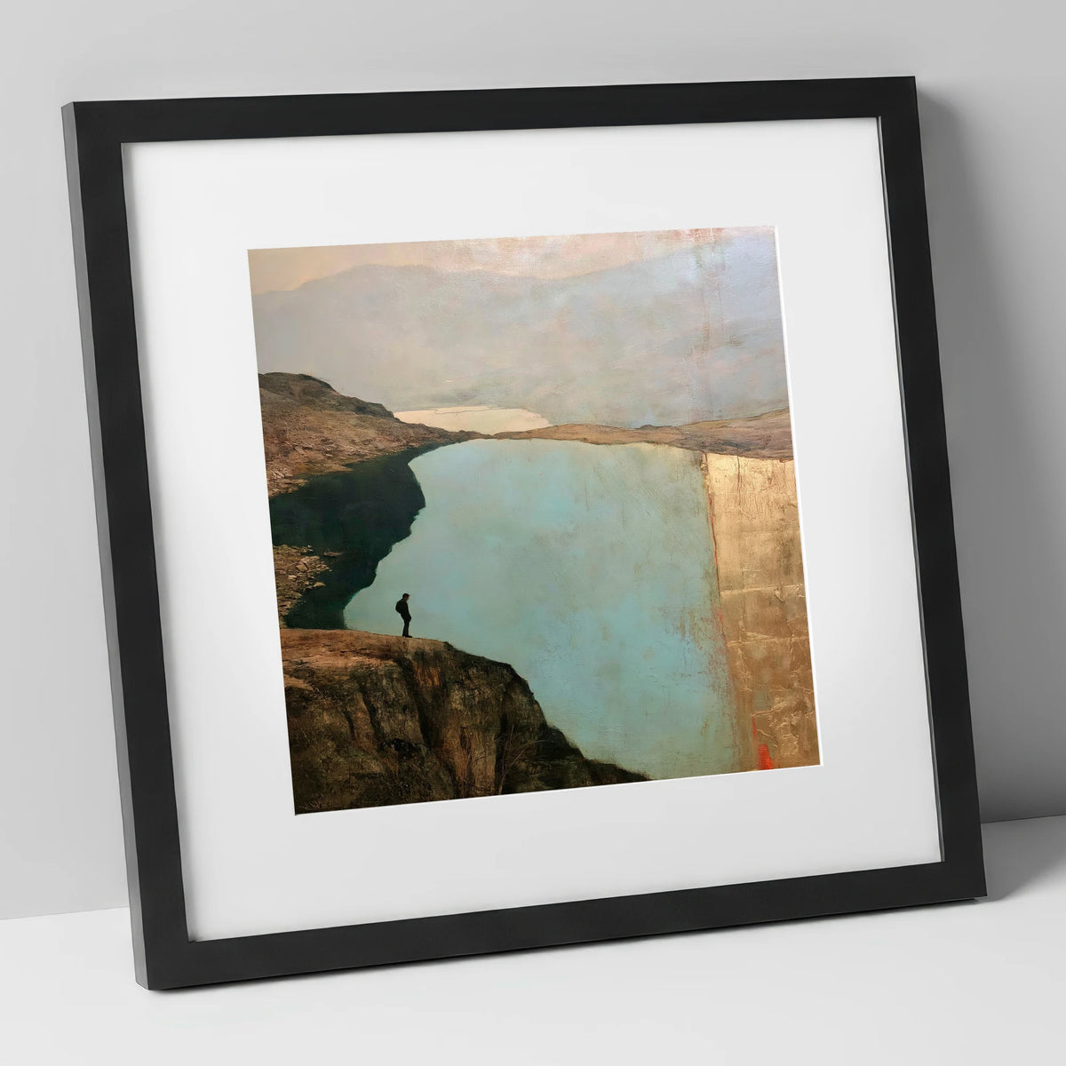Silhouette Above Innominate Tarn lake district fell art print in black frame
