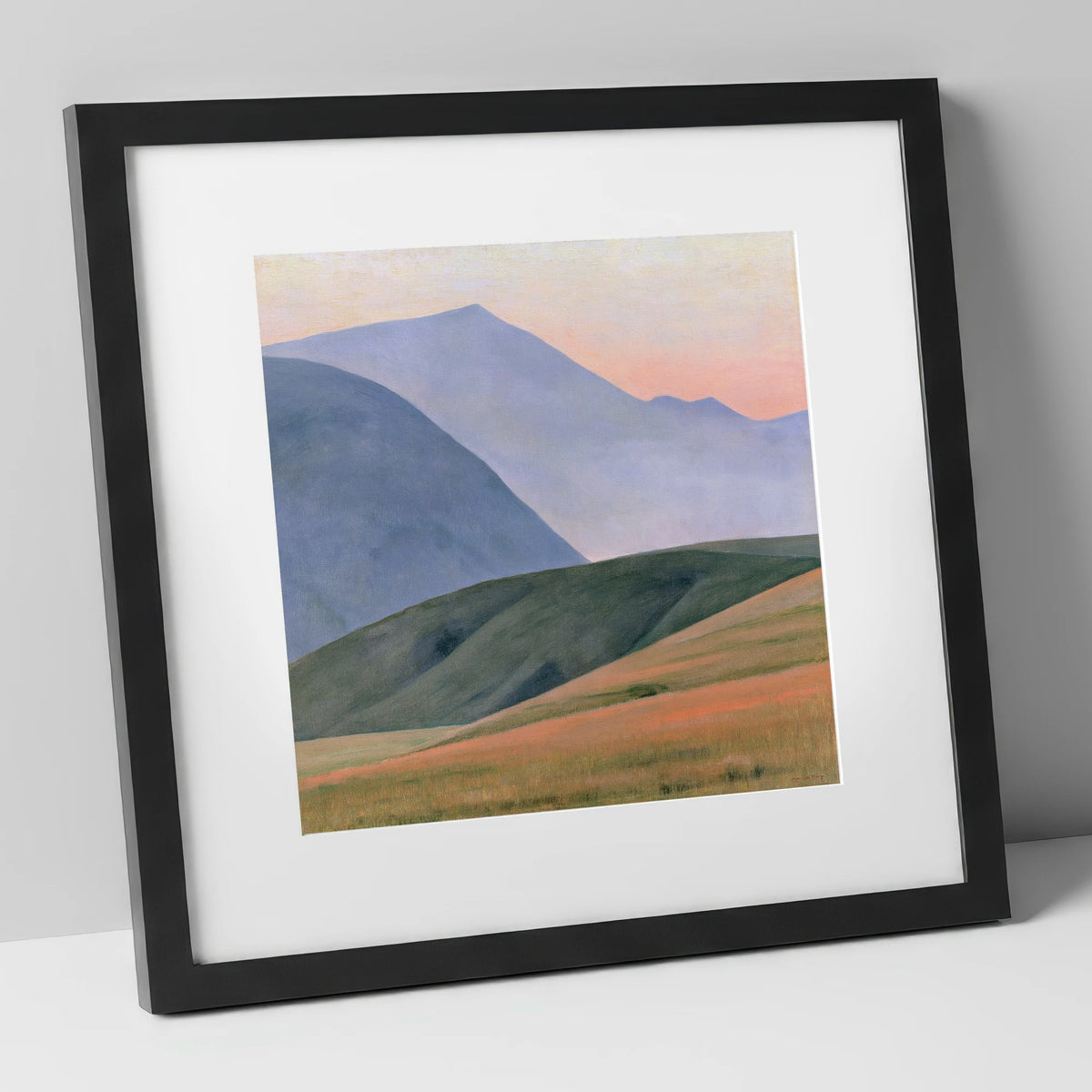 Rolling Fells in Pastel Light lake district fell art print in black frame