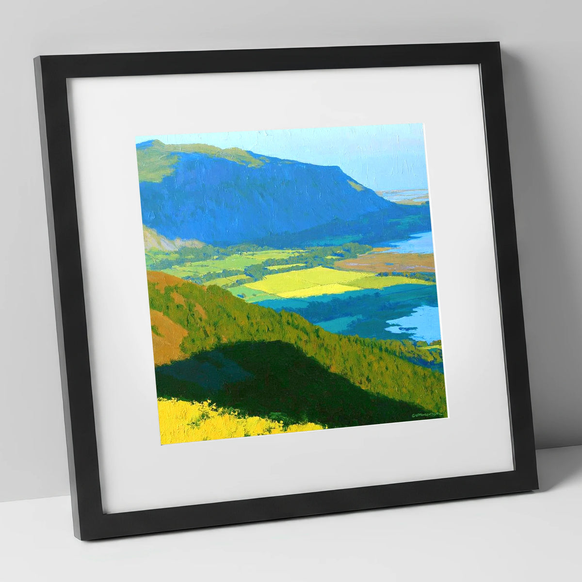 Ullock Pike Over Sunlit Fields lake district fell art print in black frame
