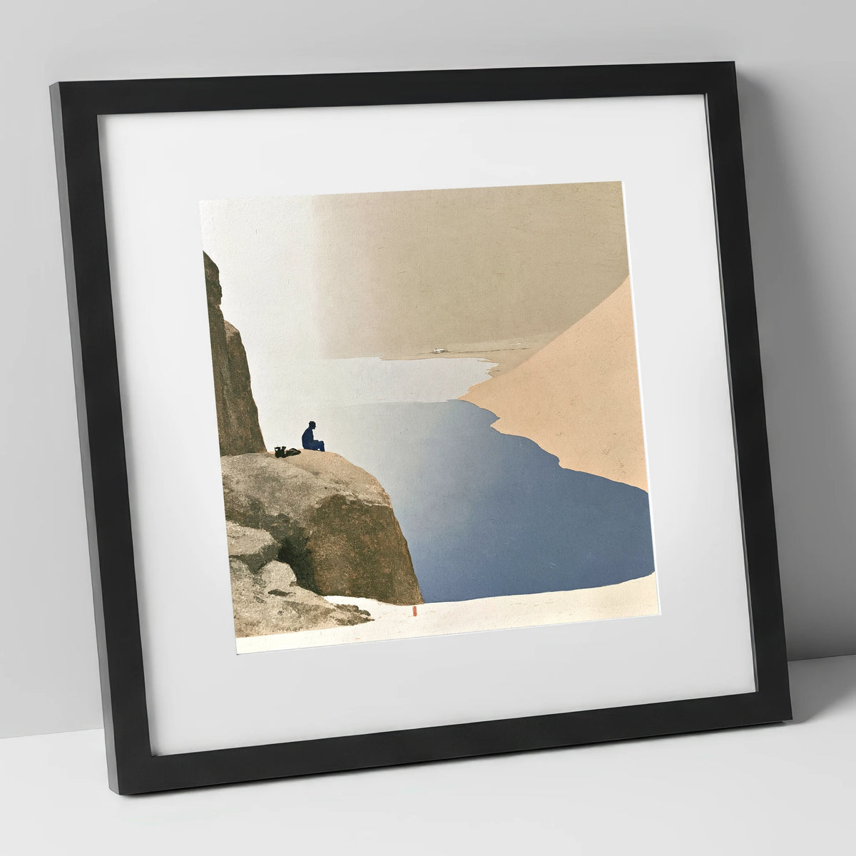 Seated Walker at Innominate Tarn lake district fell art print in black frame