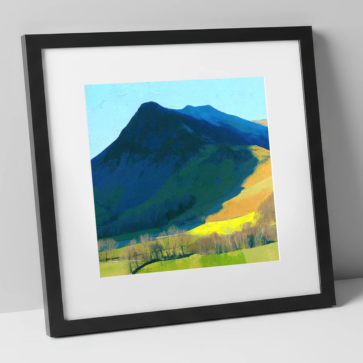 Ard Crags and Sunlit Valley lake district fell art print in black frame