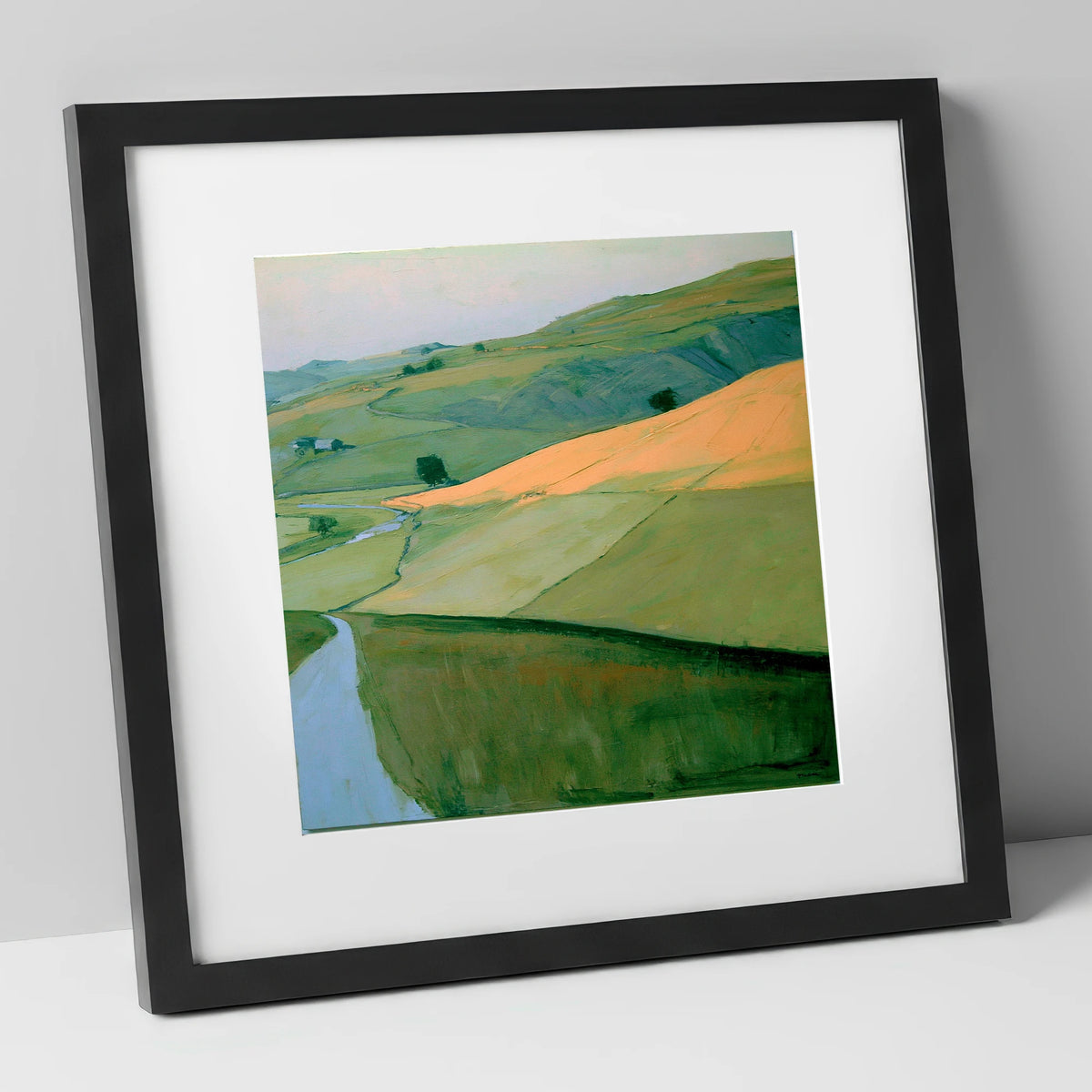 Evening Sun Across Lakeland Fells lake district sky art print in black frame