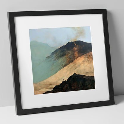 Great Gable and Westmorland Cairn lake district fell art print in black frame