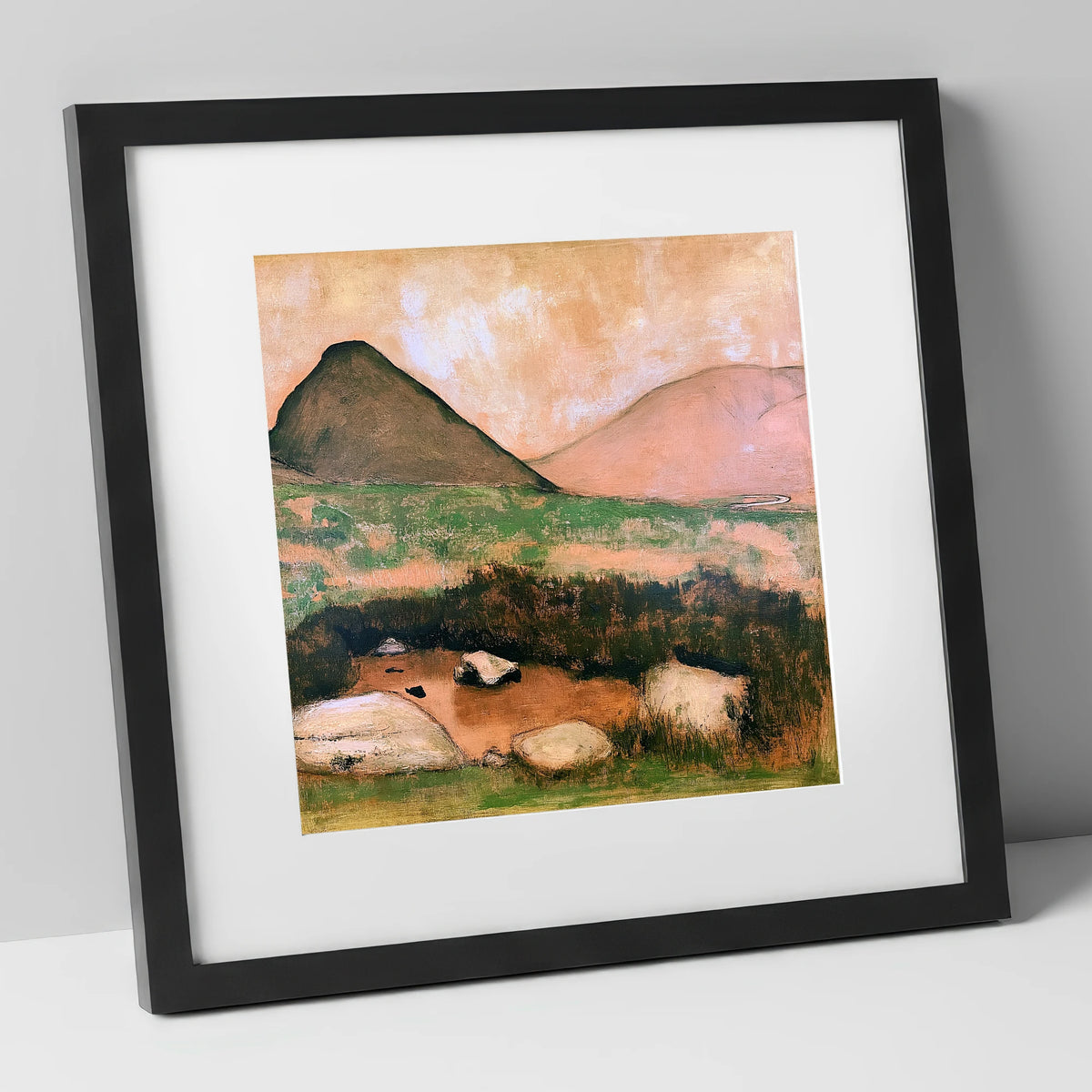 Haystacks Tarn in Warm Light lake district fell art print in black frame