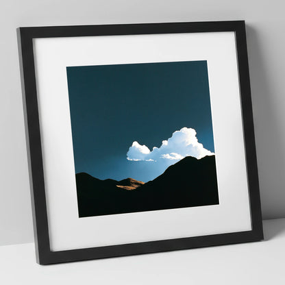 Storm Cloud Over Silhouetted Fells lake district sky art print in black frame