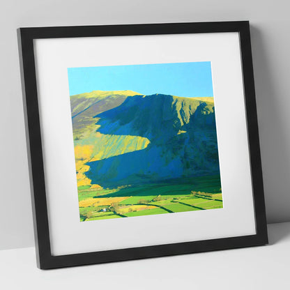 Clough Head in Bold Shadows lake district fell art print in black frame