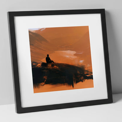 Innominate Tarn in Amber Light lake district fell art print in black frame